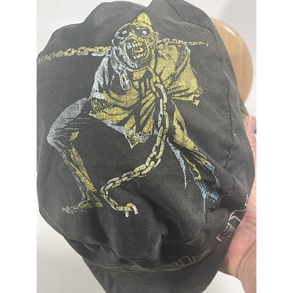 Vintage 80s Iron Maiden Trapper Hat Cap With Ear Flaps Rare Heavy Metal Band - Picture 4 of 9